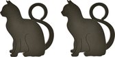 Esschert butée de porte/cale de porte chat - 2x - plastique - noir - 11 x 9 x 3 cm