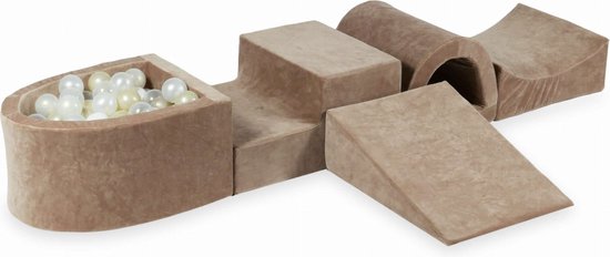 Foam speelset - bruin - ballenbak & 100 ballen wit, goud