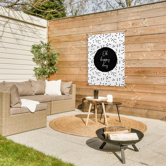 Décoration de jardin - Proverbes - Citations - Oh happy day - Points - Jardin - 60x80 cm - Affiche jardin - Tissu jardin