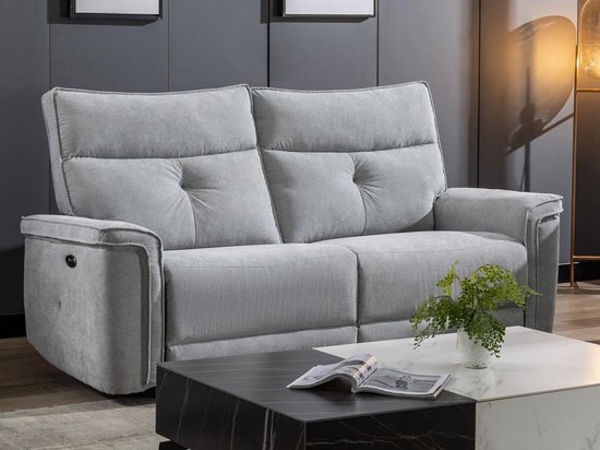 Canapé relax électrique 3 et 2 places et fauteuil en tissu gris BENJAMIN L  202 cm x H... | bol