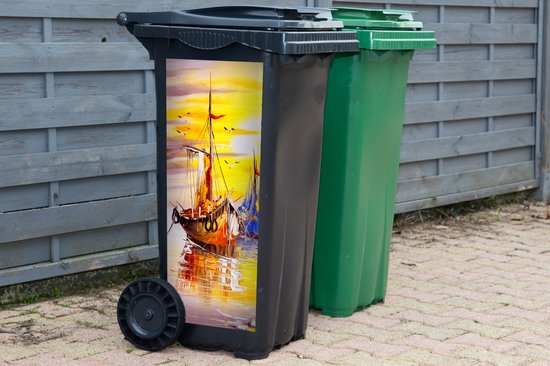 Container sticker Schilderij - Boot - Water - Olieverf - 44x98 cm - Kliko sticker