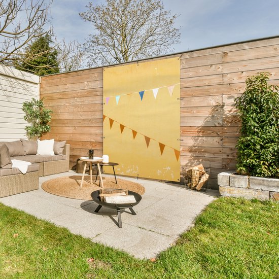 Décoration murale extérieure Drapeaux - Fête - Jaune - Coloré - 120x160 cm - Toile de jardin - Affiche extérieure