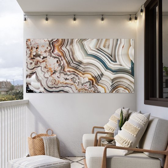 Affiche de clôture Pierre précieuse - Marbre - Nature - Abstrait - 200x100 cm - Toile de jardin