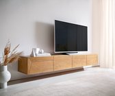 Tv-meubel Kayu acacia natuur 220 cm 4 deuren zwevend lowboard