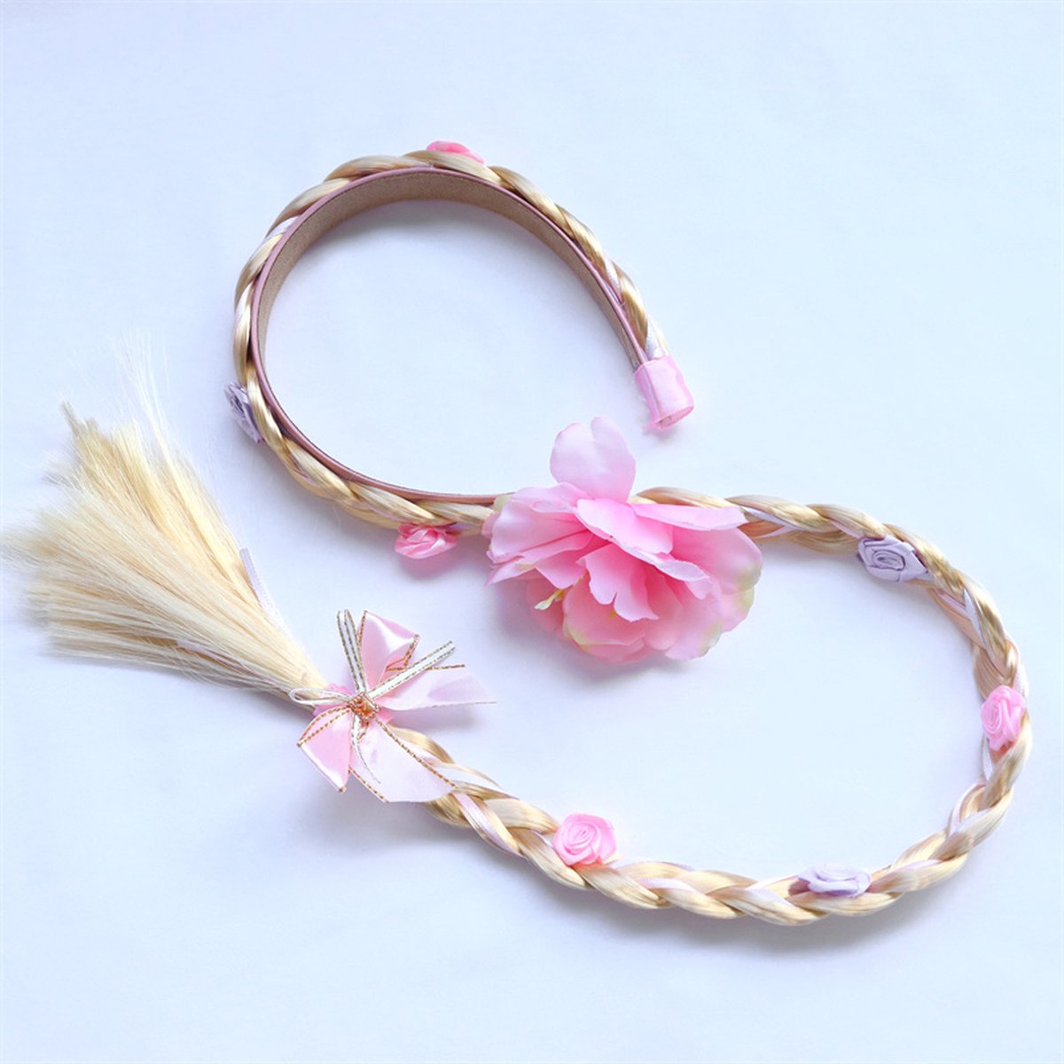Joya Kids® Lange Blonde Vlecht | Prinses Haarband | Speelgoed Meisjes | Haar | Prinsessen Verkleedkleding | Carnavalskleding Meisjes | Lila — afbeelding 7
