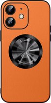 Sulada Soft case Microfiber leer en shockproof en lensbeschermer met magnetische ring voor de iPhone 12 Orange