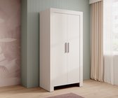 Armoire deux portes - Cesiro - Tringle à vêtements - Étagère - Wit - 100 cm