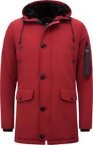 Winterjas Heren - Jassen Heren - Winterjassen Heren Lang - Parka Heren Winterjas - Gewatteerde Jassen - 7103 - Rode Jas
