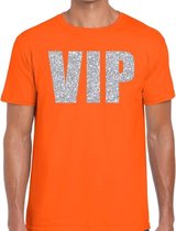 VIP zilver glitter tekst t-shirt oranje heren 2XL