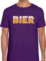 Bier tekst t-shirt paars heren M