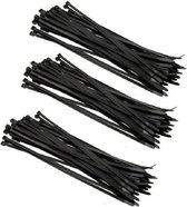 300x kabelbinders tie-wraps - 3,6 x 200 mm - zwarte ribs