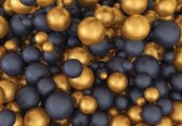 Fotobehang - Vlies Behang - Gouden en Zwarte Ballen 3D - 520 x 318 cm
