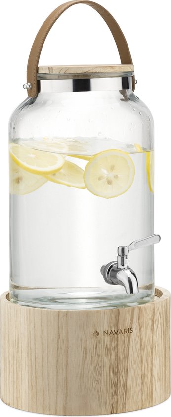 Distributeur de limonade en verre Navaris avec robinet - 5L - Distributeur  de boissons