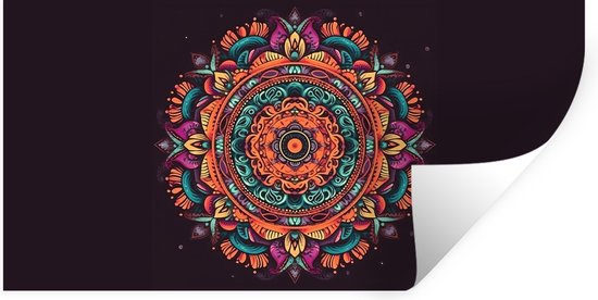 Muurstickers - Sticker Folie - Mandala - Bloemen - Hippie - Boho - Oranje - 120x60 cm - Plakfolie - Muurstickers Kinderkamer - Zelfklevend Behang - Zelfklevend behangpapier - Stickerfolie