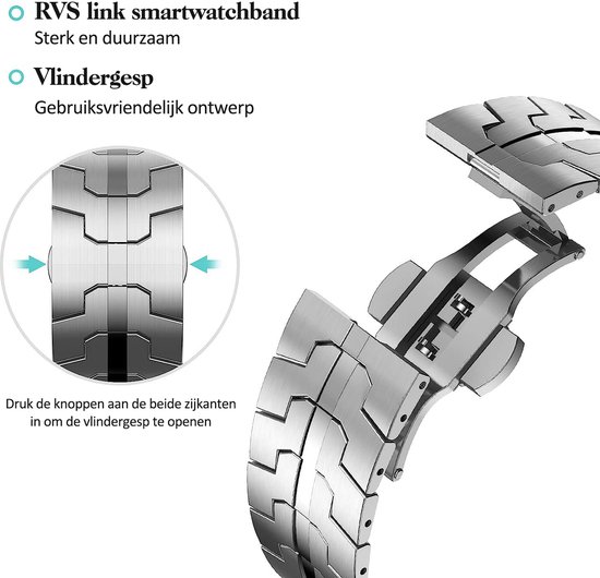 Bracelet de montre connectée en acier inoxydable pour homme compatible avec Apple Watch - Bracelet en métal Ultra Band avec boucle déployante pour iWatch Ultra 8 7 6 5 4 3 2 1 SE - 42 mm/44 mm/45 mm/49 mm - Argent