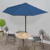 vidaXL - Balkonparasol - half - met - aluminium - paal - 300x155x223 - cm - blauw