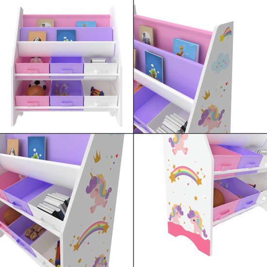 en.casa] Kinderboekenkast Neda opbergkast 74x71x23 cm - 4 varianten