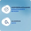 Iconen van een medisch kruis en '0% ALUMINIUM (ACH)' met de tekst 'HUIDVERDRAAGZAAMHEID DERMATOLOGISCH BEWEZEN'.