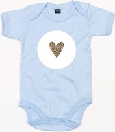 Baby Romper Hartje - 6-12 Maanden - Dusty Blue - Rompertjes baby met opdruk