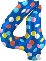 Folat - Folieballon Cijfer 4 Colorful Dots - 86 cm