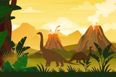 Fotobehang Dinosaurussen En Landschap - Vliesbehang - 405 x 270 cm