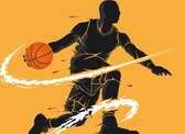Fotobehang Dribbelende Basketbalspeler - Vliesbehang - 405 x 270 cm