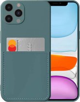 Smartphonica iPhone 11 Pro siliconen hoesje met pashouder en zachte binnenkant - Donkergroen / Back Cover geschikt voor Apple iPhone 11 Pro