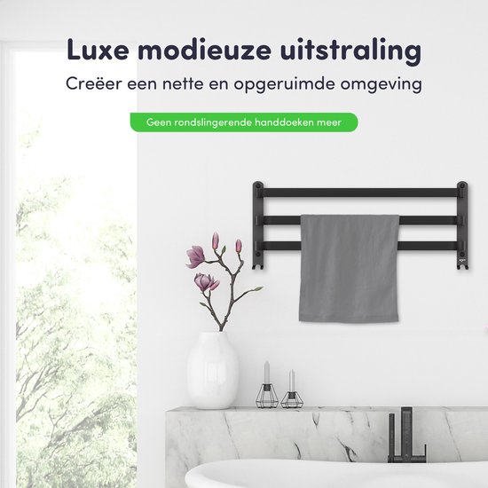 EAVY Handdoekrek Badkamer - 60 cm breed - Handdoekenrek - Handdoekhouder - Handdoekstang - Badkamerrek