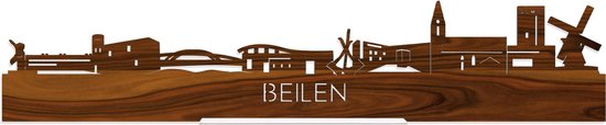 Standing Skyline Beilen Palissander hout - 60 cm - Woondecoratie design - Decoratie om neer te zetten en om op te hangen - Meer steden beschikbaar - Cadeau voor hem - Cadeau voor haar - Jubileum - Verjaardag - Housewarming - Interieur -