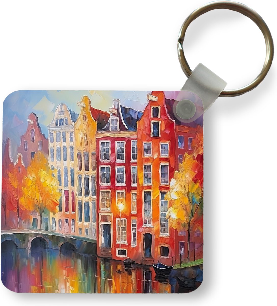 Sleutelhanger - Uitdeelcadeautjes - Dagpauwoog Vlinder Op Een Zonnebloem Plastic