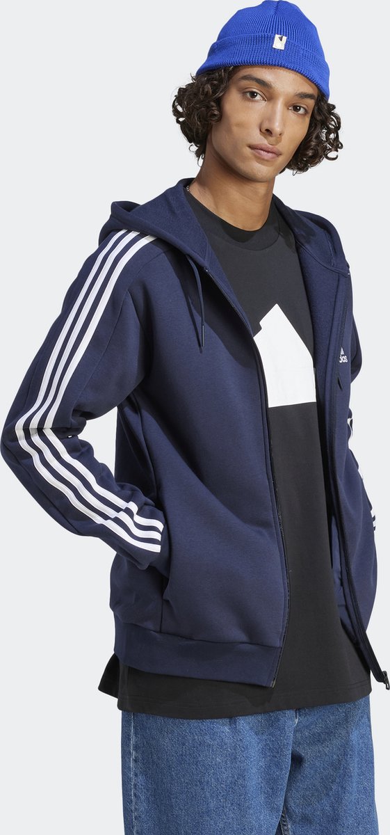 adidas Sportswear Essentials Fleece 3-Stripes Ritshoodie Heren – 2XL Blauw