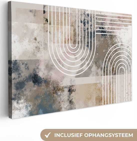 Canvas schilderij - Modern abstract 120x80 - Abstracte kamer decoratie accessoires - Canvasdoek - Schilderijen woonkamer - Wanddecoratie slaapkamer - Wandschilderij lijnen - Muurdecoratie keuken - Wanddoek interieur - Woondecoratie