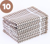 Tavas Lot de 10 Essuies de vaisselle Beige 47x67 cm - Set de 10 Torchons Qualité Horeca Essuies de vaisselle de Cuisine