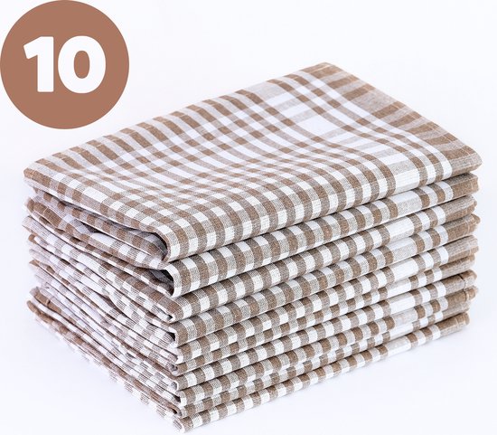Tavas Lot de 10 Essuies de vaisselle Beige 47x67 cm - Set de 10 Torchons  Qualité