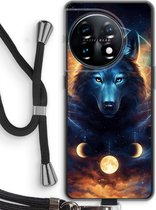 Case Company® - Hoesje met koord geschikt voor OnePlus 11 hoesje met Koord - Wolf Dreamcatcher - Telefoonhoesje met Zwart Koord - Bescherming aan alle Kanten en Over de Schermrand