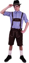 Korte lederhosen bruin echt leer - maat 48 M - Oktoberfest suede Tiroler donkerbruine leren heren lederen broek Tirol lederhose bierfeest