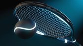 Tennis Racket Ball Neon Photo Wallcovering