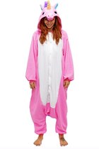 KIMU Onesie eenhoorn pak roze unicorn kostuum - maat M-L - eenhoornpak jumpsuit huispak