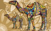 Camels Flowers Abstract Colours Photo Wallcovering