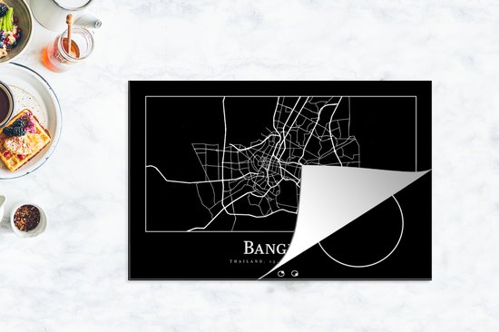 KitchenYeah® Inductie beschermer 81.6x52.7 cm - Bangkok - Kaart - Stadskaart - Plattegrond - Kookplaataccessoires - Afdekplaat voor kookplaat - Inductiebeschermer - Inductiemat - Inductieplaat mat