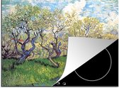 KitchenYeah® Inductie beschermer 60x52 cm - Boomgaard met bloeiende pruimenbomen - Vincent van Gogh - Kookplaataccessoires - Afdekplaat voor kookplaat - Inductiebeschermer - Inductiemat - Inductieplaat mat