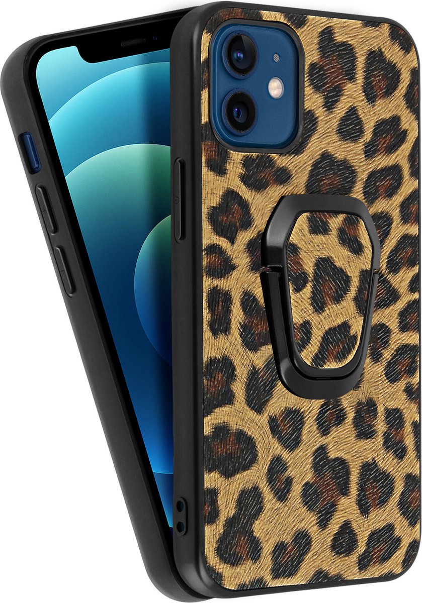 Luipaardprint Geschikt voor Apple iPhone 12 Mini Hoesje Standfunctie – Bruin