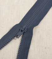 Deelbare rits 35cm donker blauw grijs - polyester stevige rits met bloktandjes