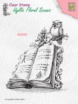 IFS013 Book with owl boek met uil clear stamp stempel Nellie Snellen
