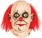 Halloween masker - Horrorclown met groene ogen en rood haar - latex masker