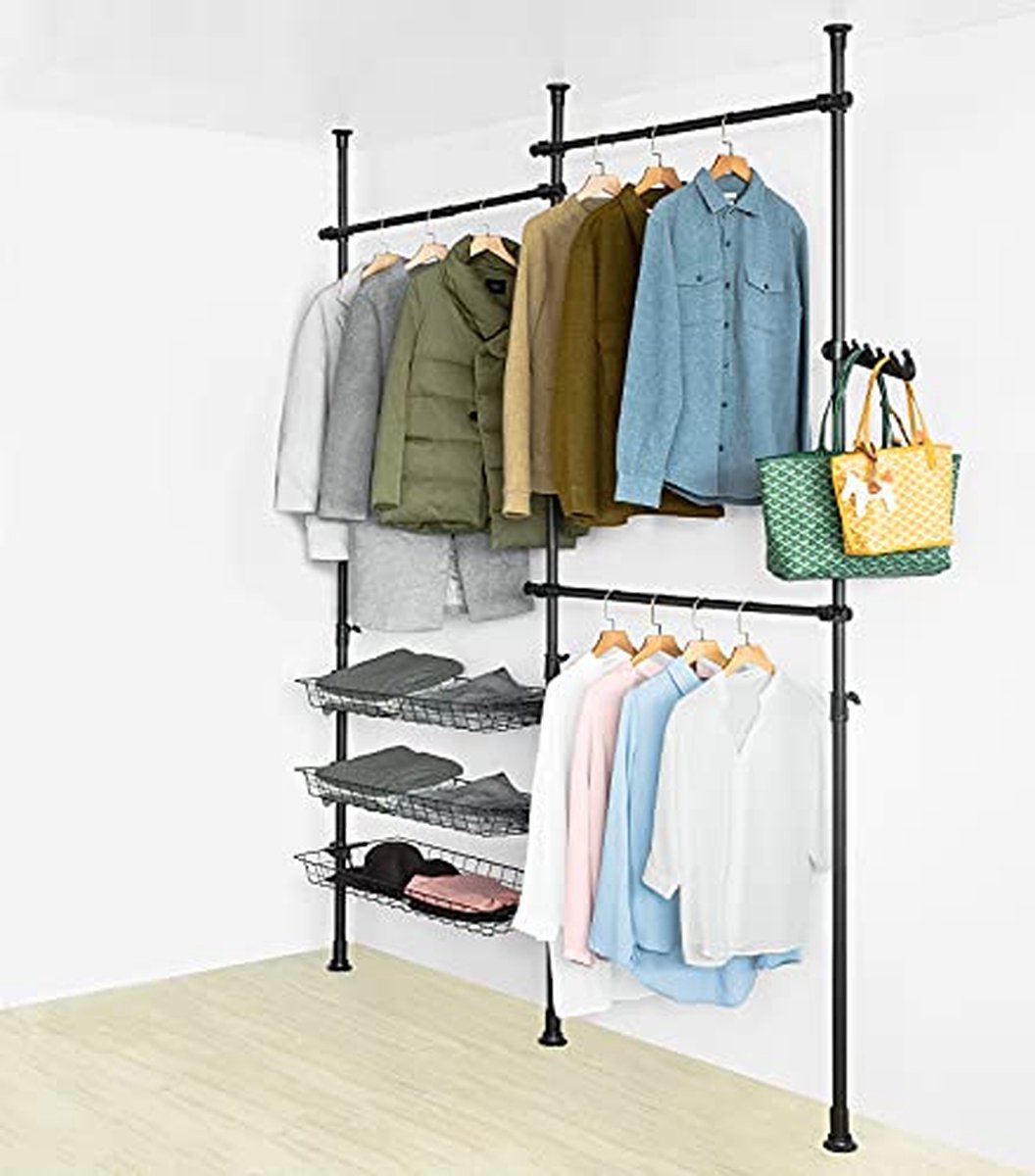 Fafeicy Rail de suspension de garde-robe télescopique Argenté LS008