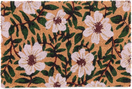Paillasson Relaxdays noix de coco - fleurs de tapis de noix de coco - 60 x 40 cm - paillasson avant antidérapant - tapis de pied