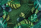 Papier peint photo Peint Intissé - Feuilles Botaniques de la Jungle Verte - 416 x 290 cm