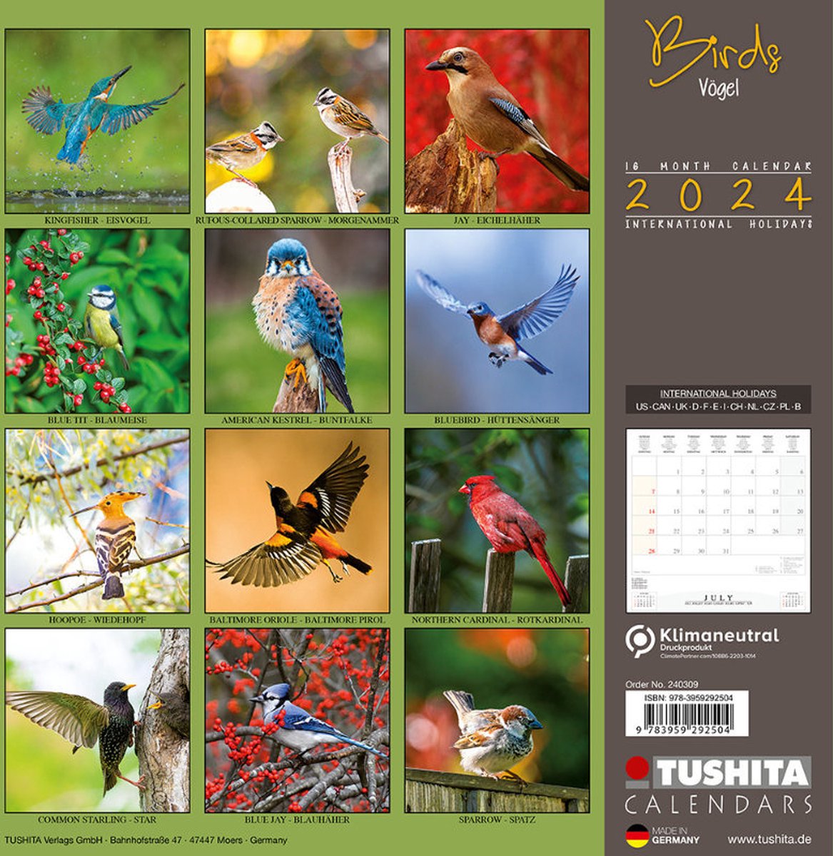 Bekking & Blitz - Calendrier d'affiches pour oiseaux de Vogelbescherming  2024 