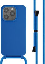 iMoshion Hoesje Geschikt voor iPhone 14 Pro Hoesje Met Koord - iMoshion Siliconen hoesje met koord - Blauw